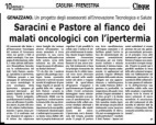 Pastore e Saracini a fianco dei malati Oncologici